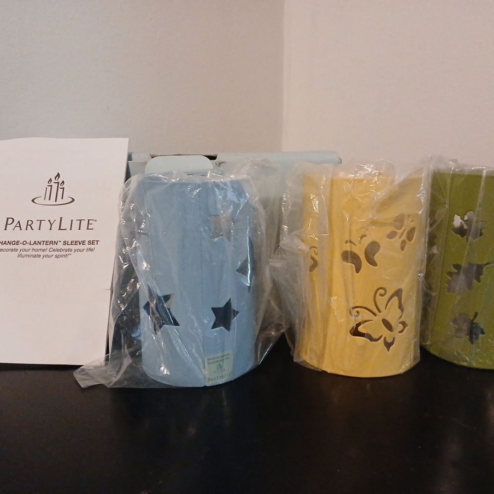 PartyLite Candle Holders - Blue, Yellow, Green